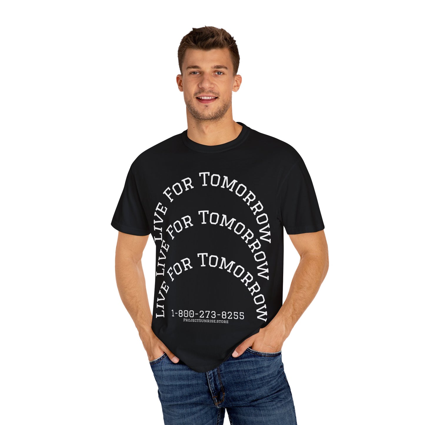 Unisex T-Shirt - "Live for Tomorrow" & "Please Stay" Graphic Design