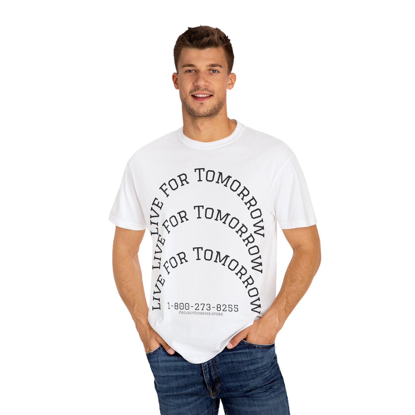 Unisex T-Shirt - "Live for Tomorrow" & "Please Stay" Graphic Design