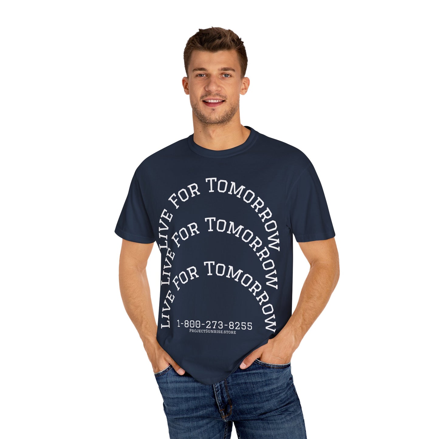 Unisex T-Shirt - "Live for Tomorrow" & "Please Stay" Graphic Design