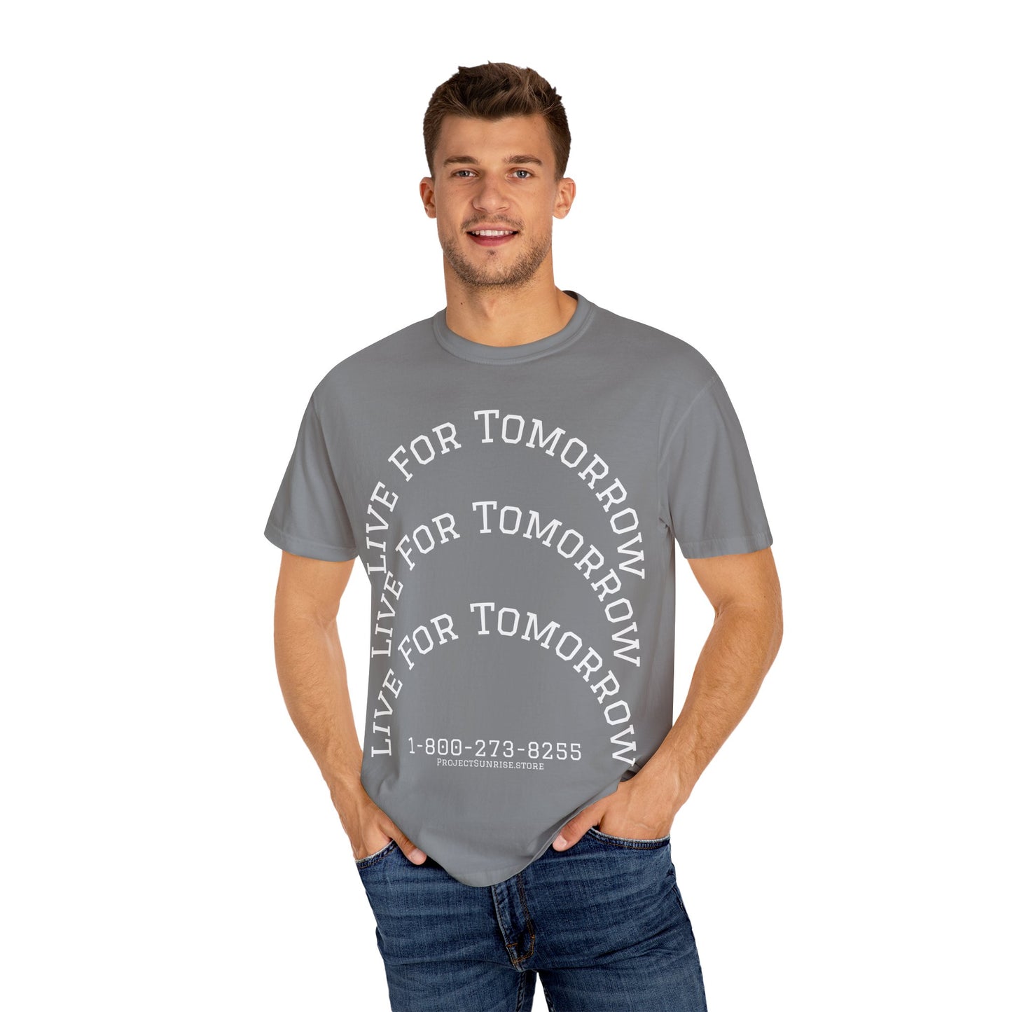 Unisex T-Shirt - "Live for Tomorrow" & "Please Stay" Graphic Design