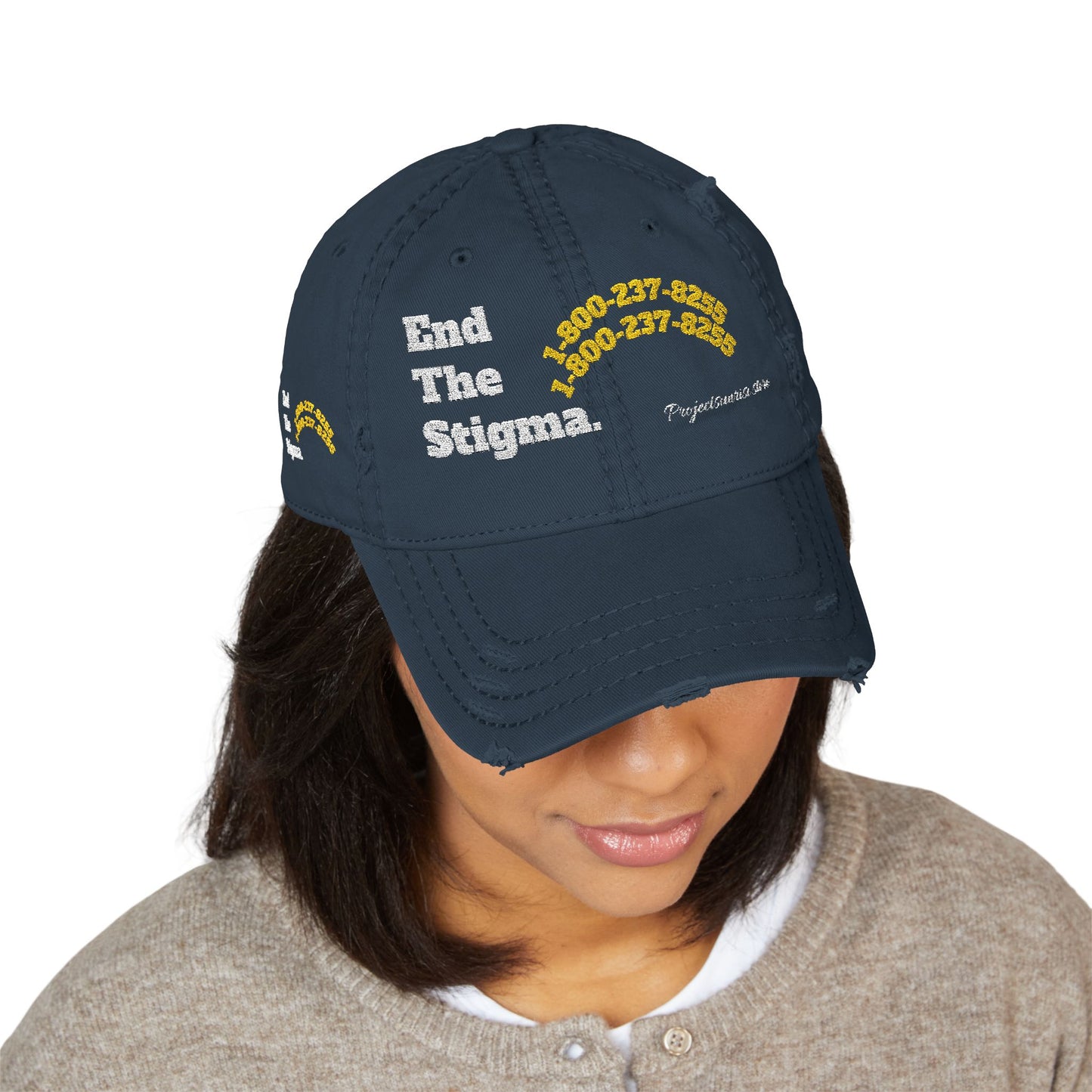 Distressed Dad Hat - 'End The Stigma' Embroidered Cap